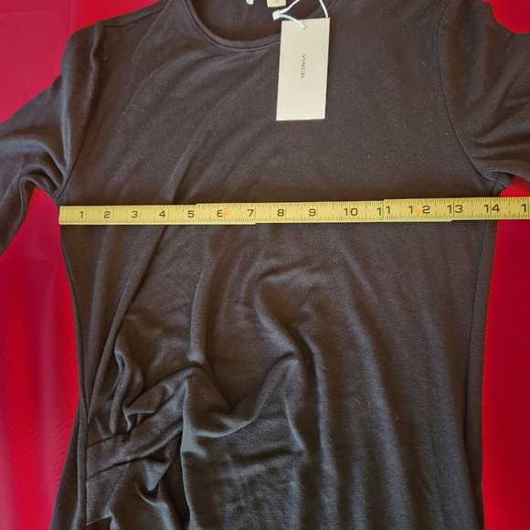 VINCE Gathered Midi Sheath Dress, SMALL - Picture 12 of 13